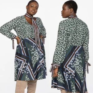 Eloquii Floral Patterned Maxi V-neck Dress w Neck & Wrist Ties Size 20